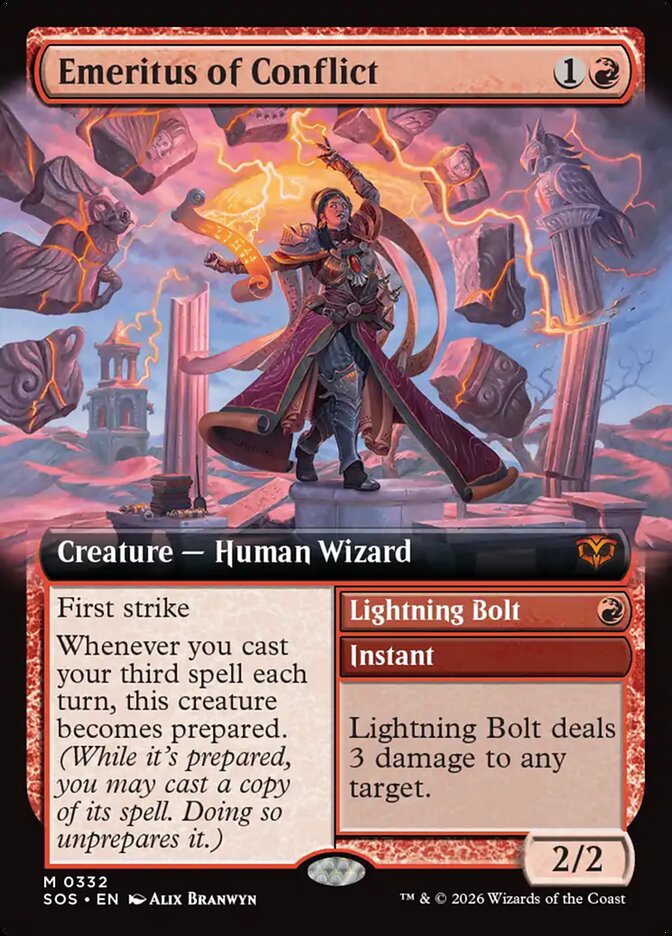 Emeritus of Conflict // Lightning Bolt - Secrets of Strixhaven
